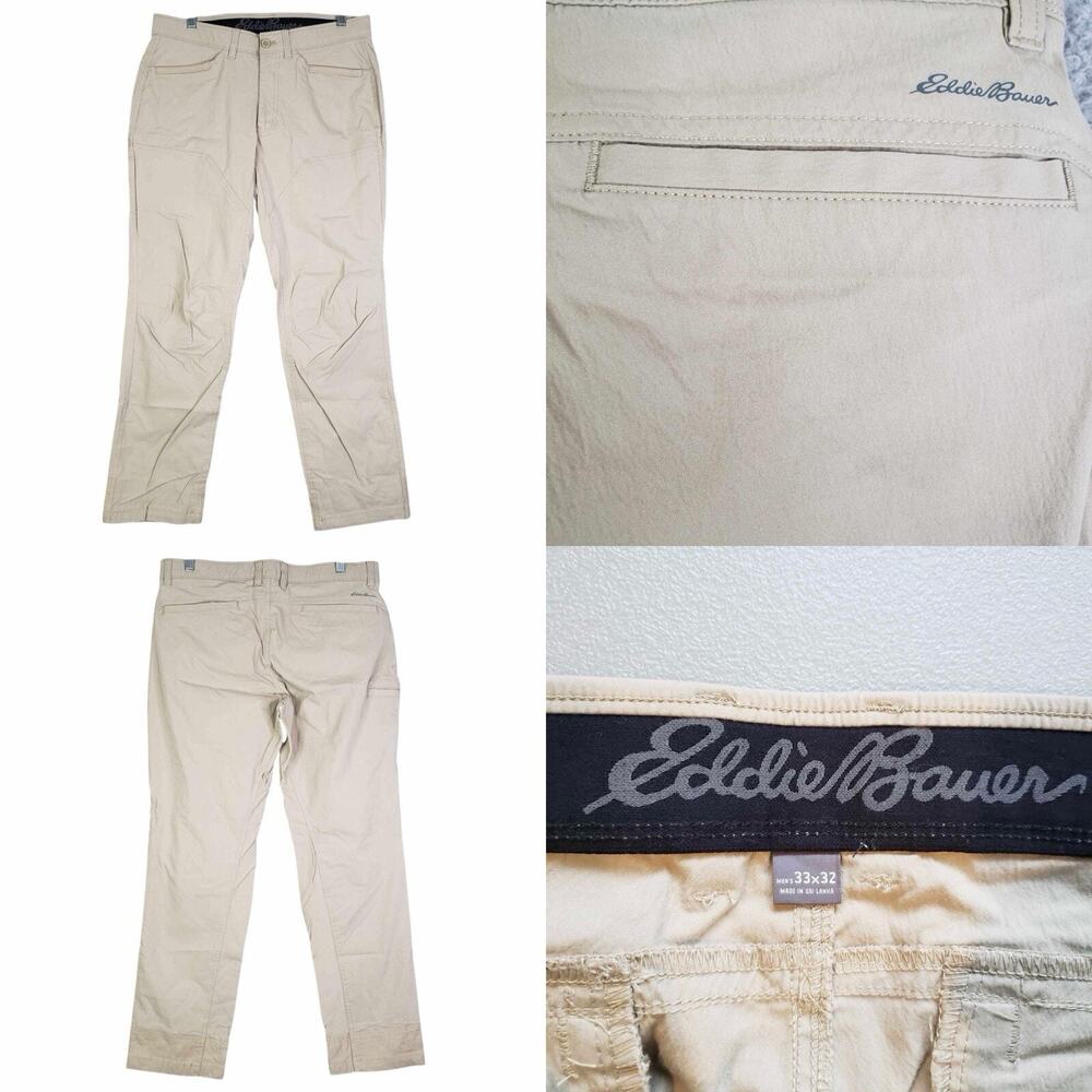 Eddie Bauer Pants Men’s Size 33x32 Beige Tan Straight Leg Cargo Pants